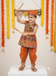 Kid One Infants Navratri Printed Cotton Kedia Set For Boys Orange