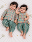 Kid One Infants Cotton Kurti With Dhoti Set For Girls With Printed Kurta Dhoti Set For Boys Green