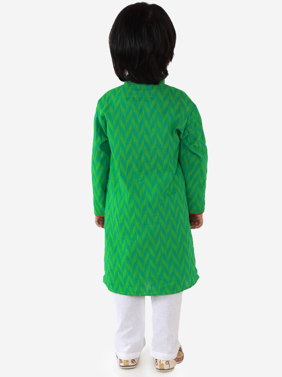 KID1 Chevron Weave Handloom Kurta Pyjama Green