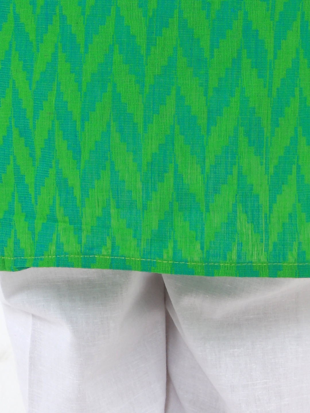 KID1 Chevron Weave Handloom Kurta Pyjama Green