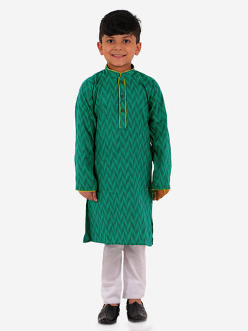 KID1 Chevron Weave Handloom Kurta Pyjama Turquoise
