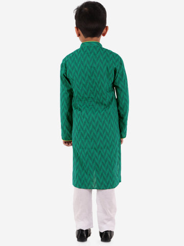 KID1 Chevron Weave Handloom Kurta Pyjama Turquoise