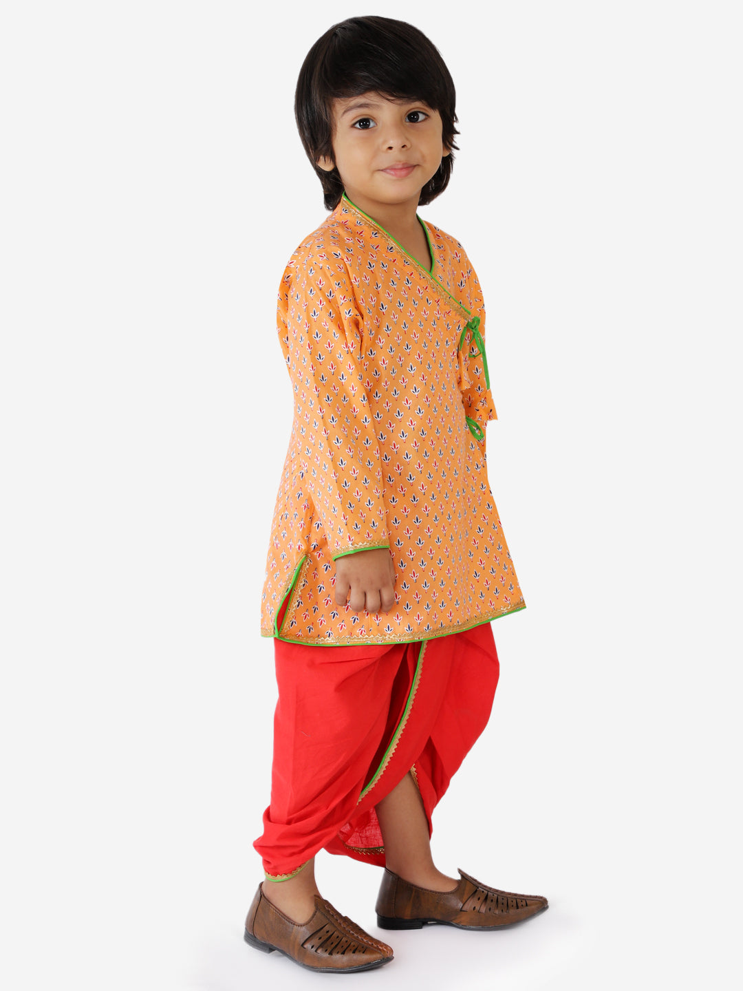 KID1 Veda Pure Cotton Angrakha Dhoti Peach