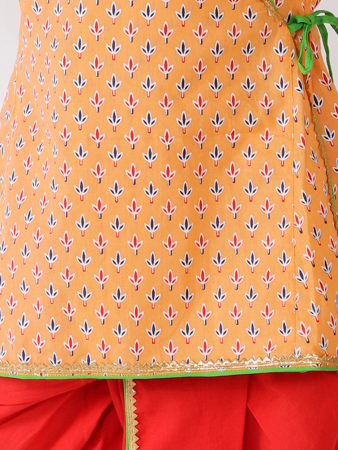 KID1 Veda Pure Cotton Angrakha Dhoti Peach