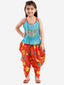 KID1 Crown Embroiderd Top With Animal Print Dhoti Blue