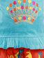KID1 Crown Embroiderd Top With Animal Print Dhoti Blue