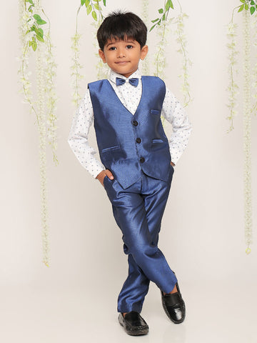 KID1 Party Wear Suit With Bow-Tie Blue