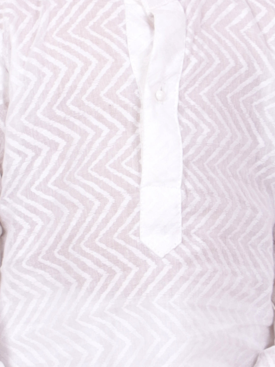 KID1 Zig Zag Print Kurta Dhoti White