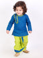 KID1 Embroidered Round Neck Kurta Dhoti Blue