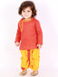 KID1 Embroidered Round Neck Kurta Dhoti Orange
