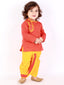 KID1 Embroidered Round Neck Kurta Dhoti Orange