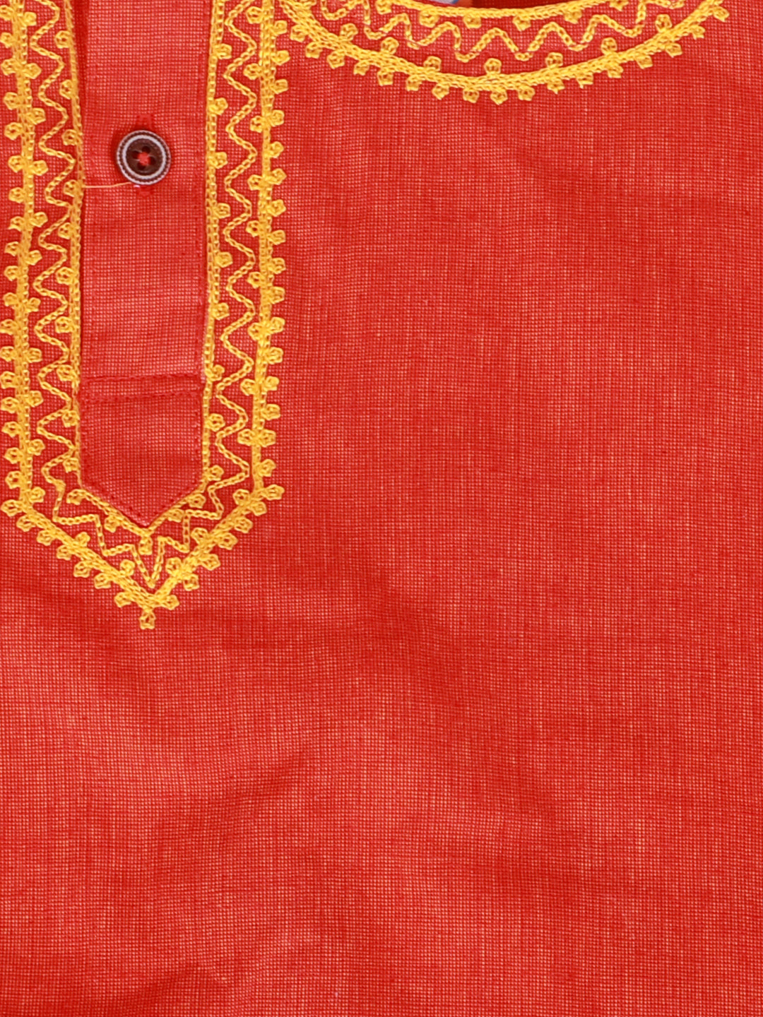 KID1 Embroidered Round Neck Kurta Dhoti Orange