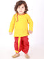 KID1 Embroidered Round Neck Kurta Dhoti Yellow