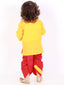 KID1 Embroidered Round Neck Kurta Dhoti Yellow