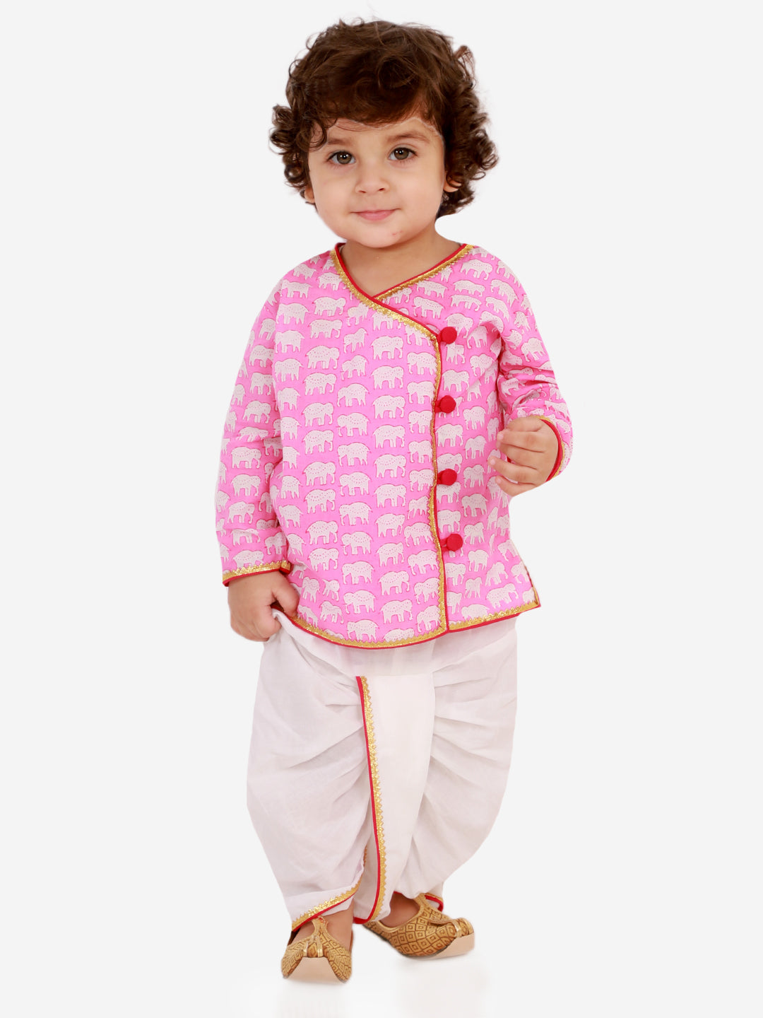 KID1 Krish Angrakha Dhoti Pink