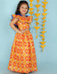 KID1 Floral Frilly Pavda Pattu Yellow