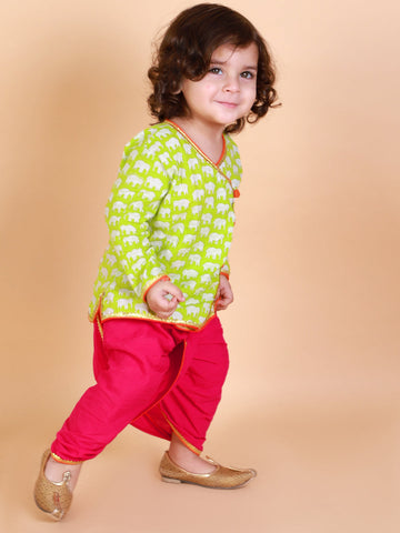 KID1 Krish Angrakha Dhoti Green