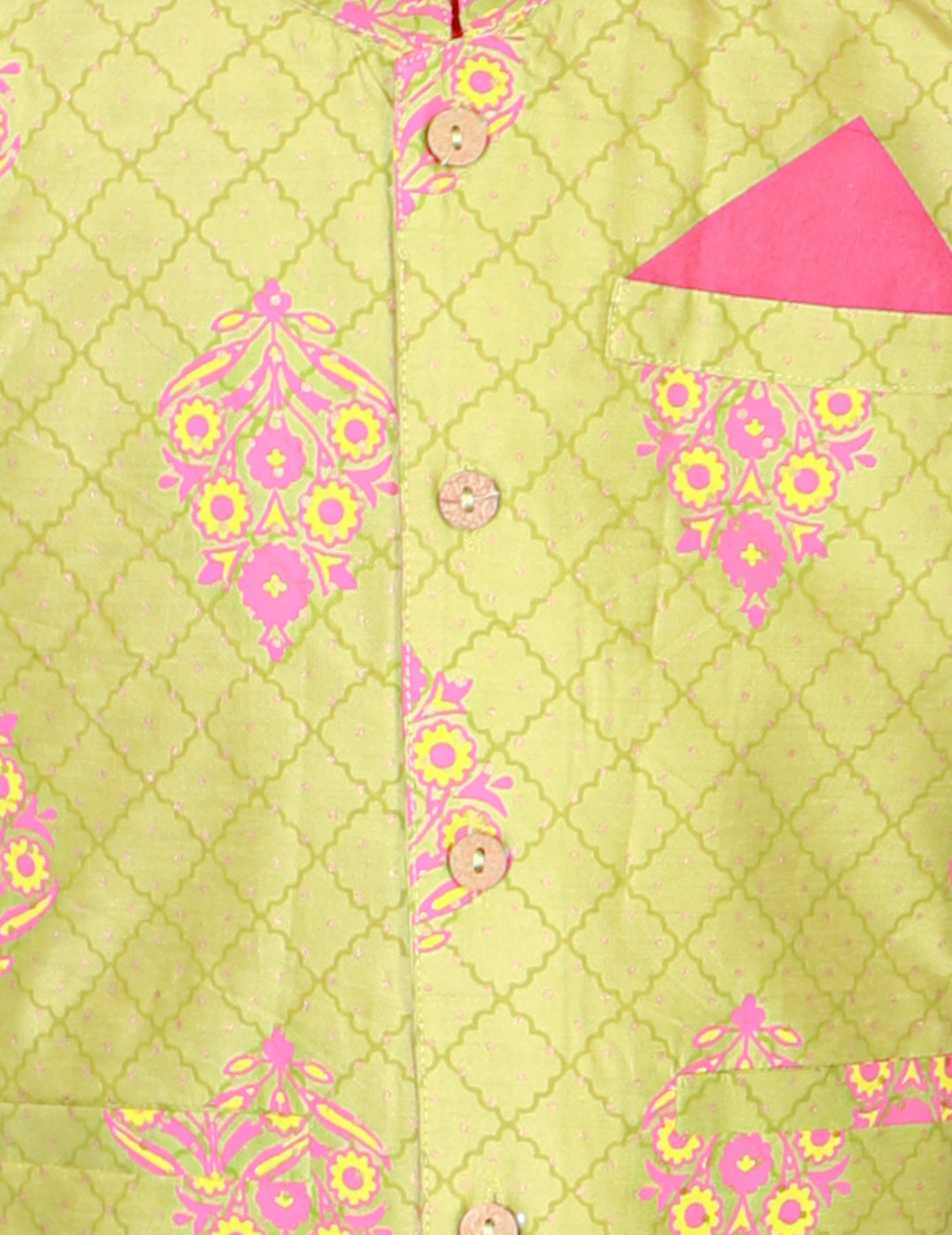 KID1 Veer Jacket With Kurta And Dhoti Green