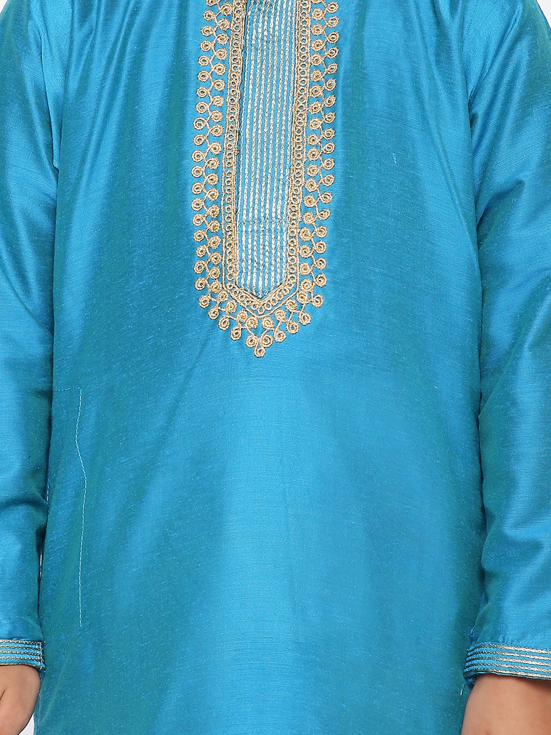 KID1 Embroidered Kurta Dhoti Blue