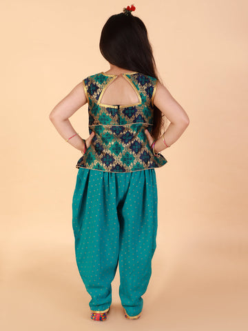 KID1 Nyra Peplum Top With Dhoti Green