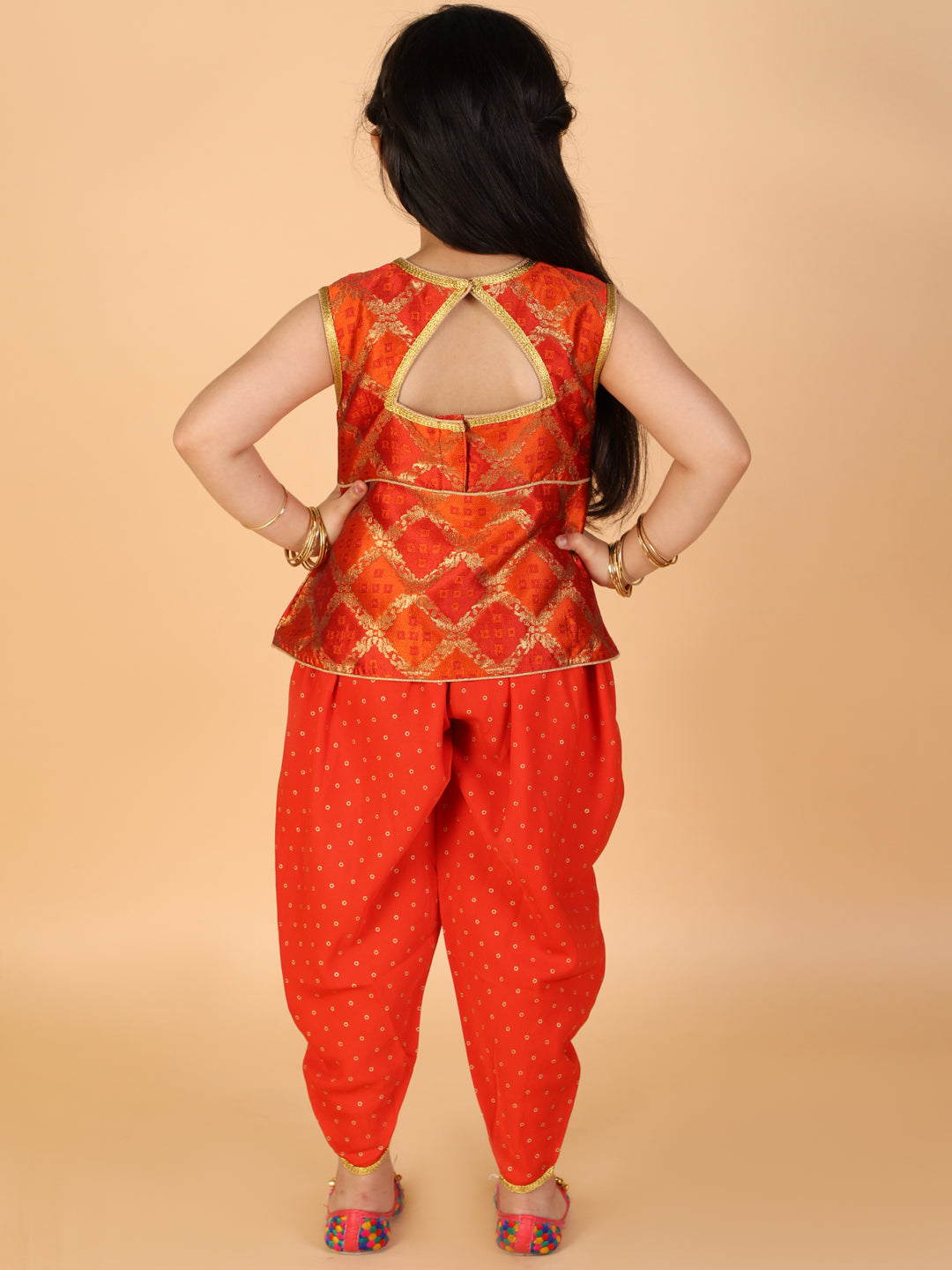 KID1 Nyra Peplum Top With Dhoti Red