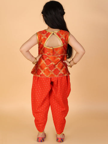 KID1 Nyra Peplum Top With Dhoti Red