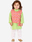 KID1 Floral Jacket Kantha Kurta Pyjama Set Peach