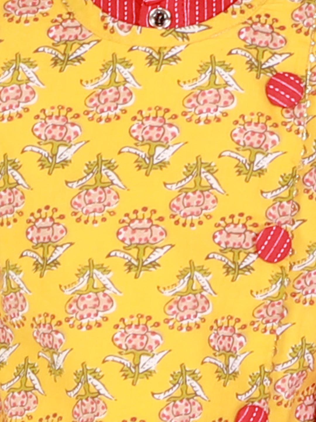 KID1 Floral Jacket Kantha Kurta Pyjama Set Yellow