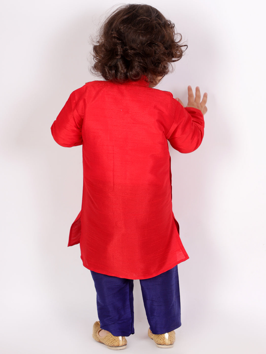KID1 Front Gota Lace Work Kurta Pyjama Red