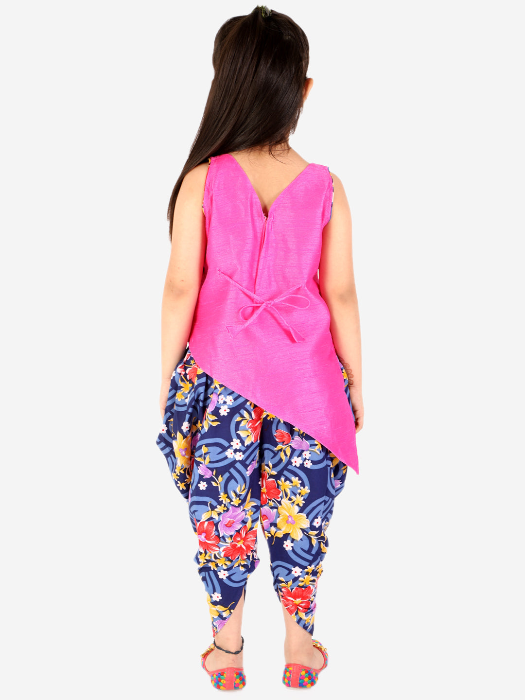 KID1 Titli Cross Cut Kurti Dhoti Pink