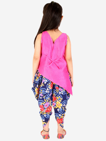 KID1 Titli Cross Cut Kurti Dhoti Pink