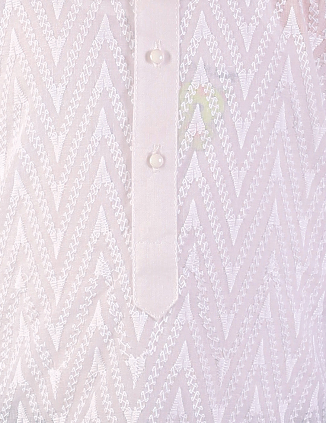 KID1 Chikan Work Round Neck Girls Kurti Only White