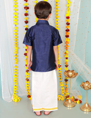 KID1 Boys Veshti Mundu Set Blue