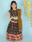 KID1 Pattola Print Lehenga Choli Black