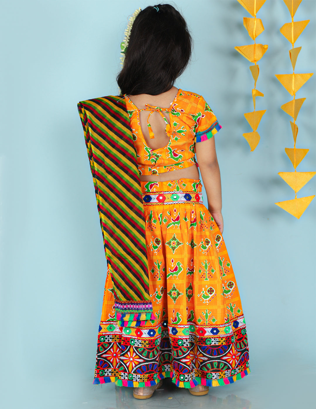 KID1 Pattola Print Lehenga Choli Yellow
