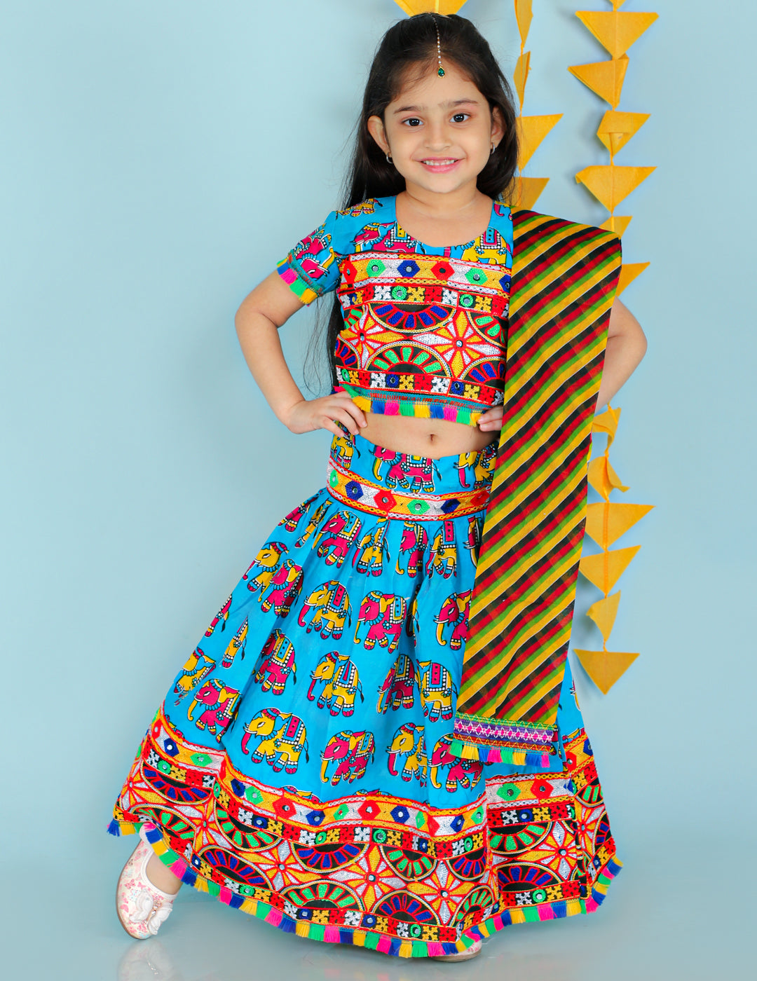 KID1 Ethnic Print Lehenga Choli Blue