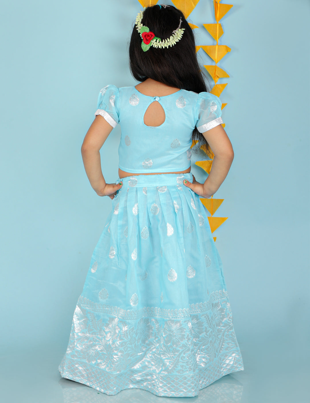 KID1 Chanderi Pavda Pattu Blue