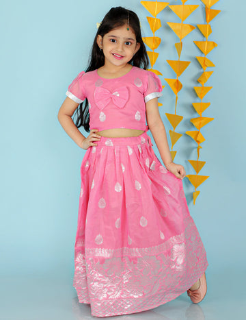 KID1 Chanderi Pavda Pattu Pink