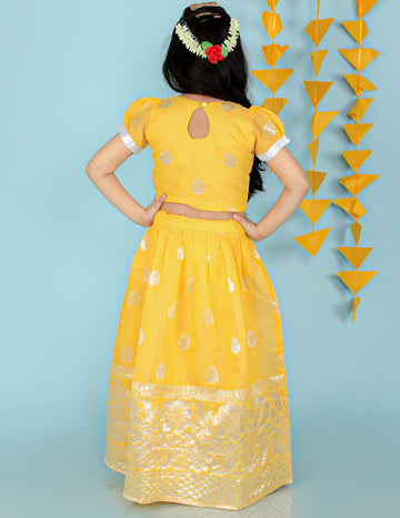 KID1 Chanderi Pavda Pattu Yellow