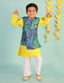 KID1 Festive Kurta Pyjama With Digi Print Jacket Blue