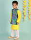 KID1 Festive Kurta Pyjama With Digi Print Jacket Blue