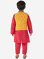 KID1 Sequin Embroidered Jacket With Kurta Pyjama Yellow
