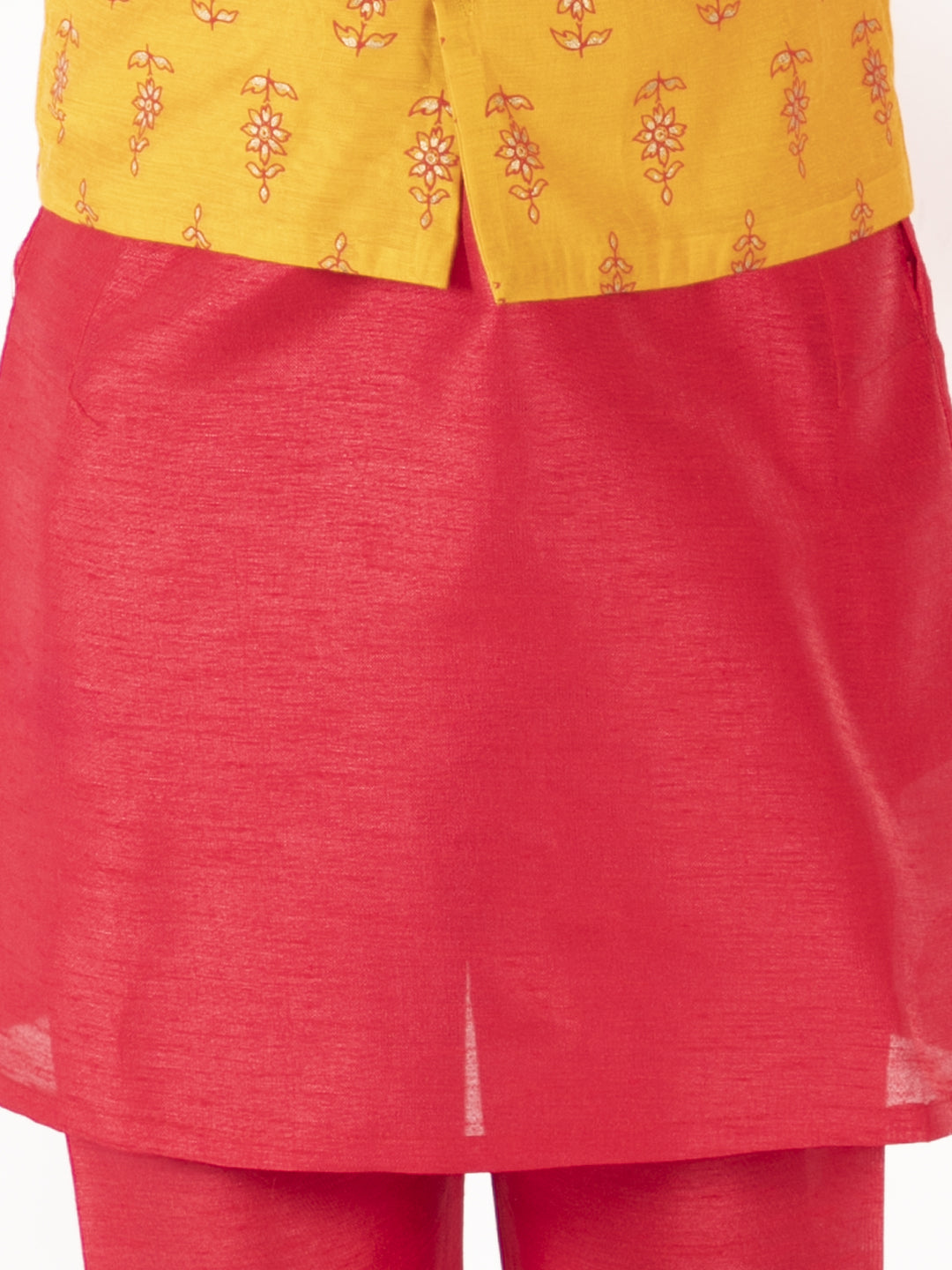 KID1 Sequin Embroidered Jacket With Kurta Pyjama Yellow