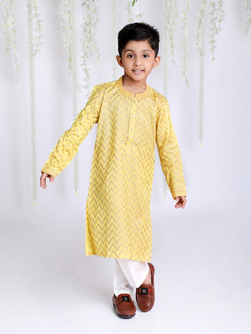 KID1 Zig Zag Print Kurta Pyjama Yellow