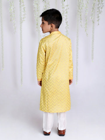 KID1 Zig Zag Print Kurta Pyjama Yellow