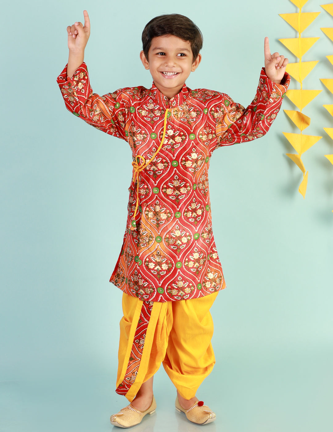 KID1 Festive Nitara Sherwani Dhoti Red