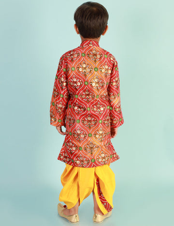 KID1 Festive Nitara Sherwani Dhoti Red