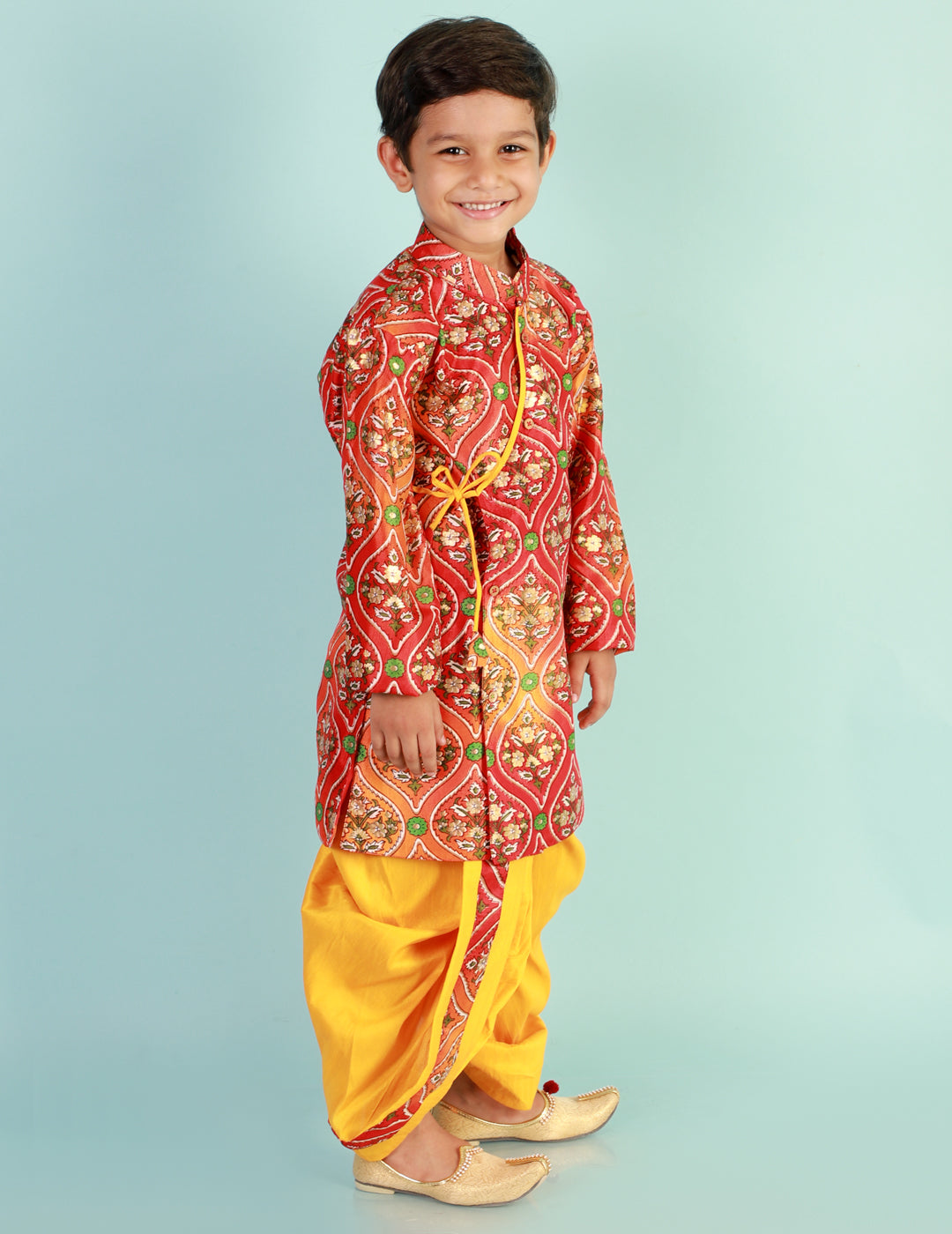 KID1 Festive Nitara Sherwani Dhoti Red