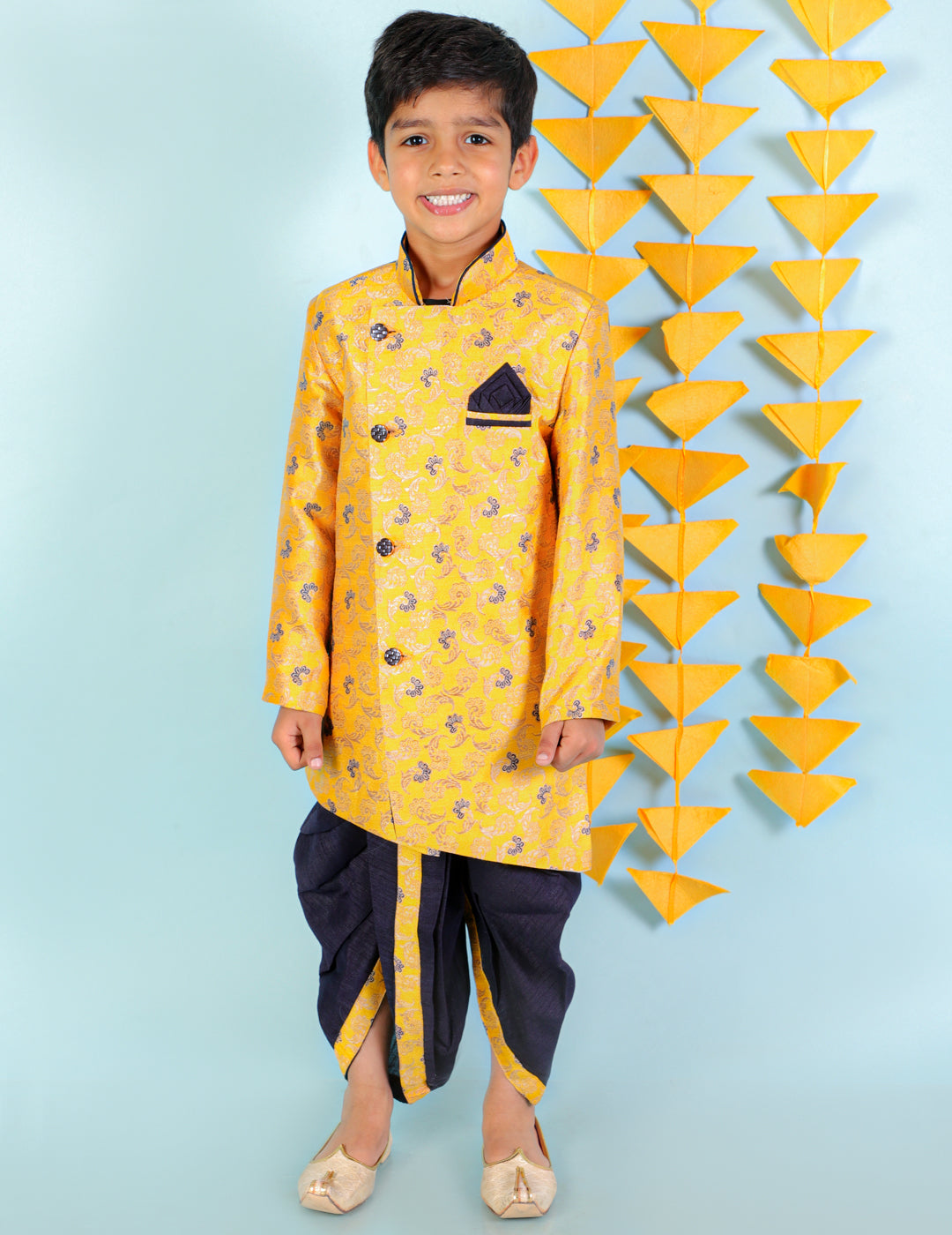 KID1 Festive Sherwani Dhoti Yellow
