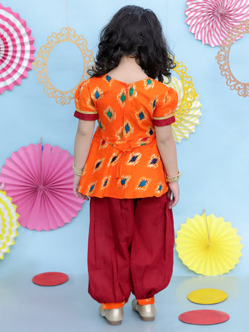KID1 Ikat Peplum With Afghani Salwar Orange